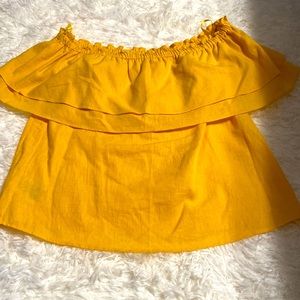 Yellow gold off the shoulder BCBG top